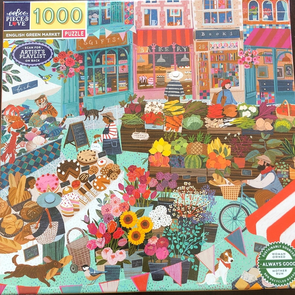 EeBoo English Green Market 1000 piece puzzle